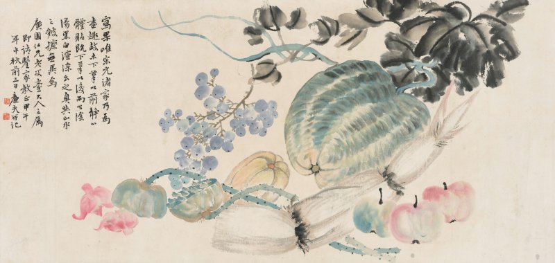 陸恢　果蔬圖　設色紙本　鏡框　一八九四年作 | LU HUI (1851-1920)
