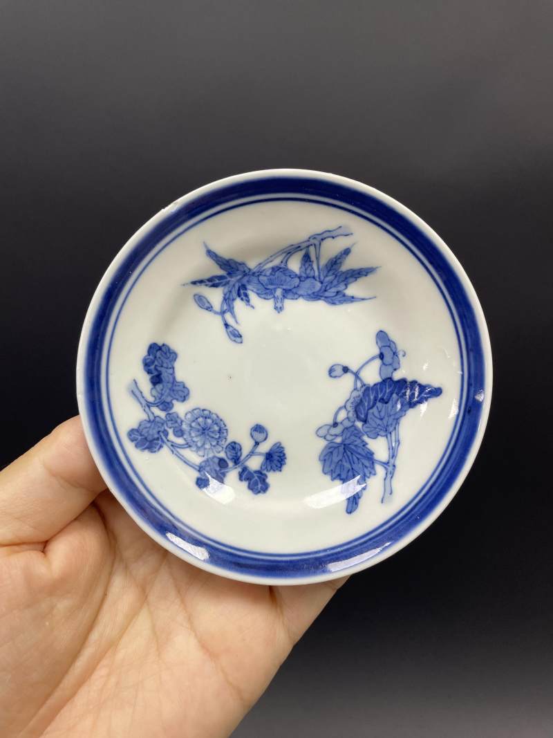 清晚期 青花折枝花卉纹碗盘八只 - 图12
