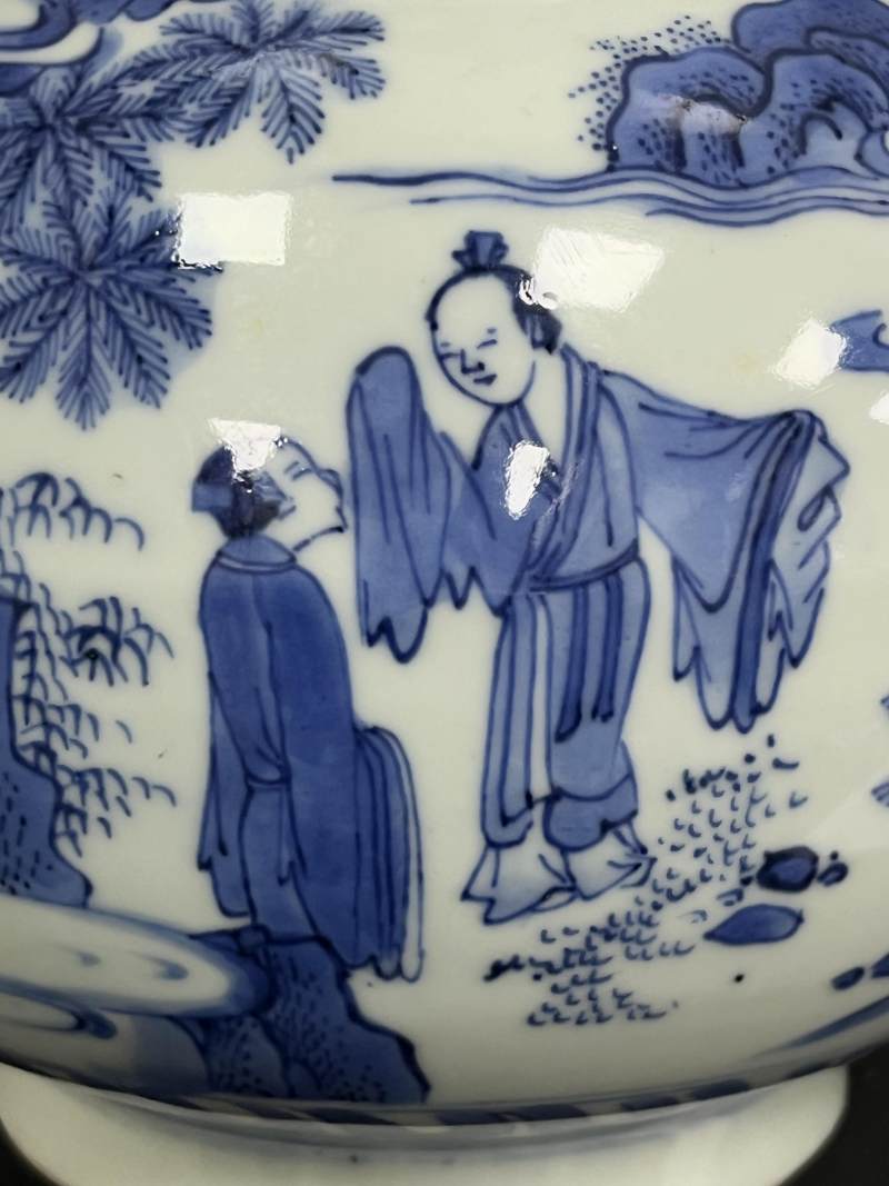 明崇祯 青花对酒当歌、高士饮享图葫芦瓶 - 图14