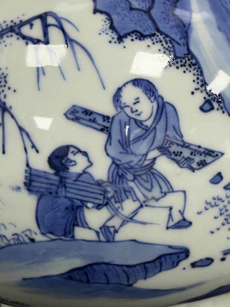 明崇祯 青花对酒当歌、高士饮享图葫芦瓶 - 图15