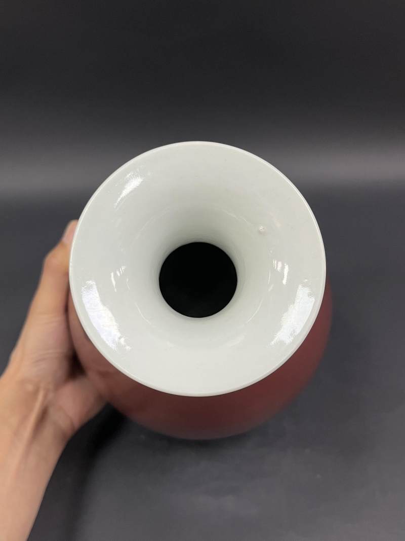 清道光 红釉玉壶春瓶 - 图5