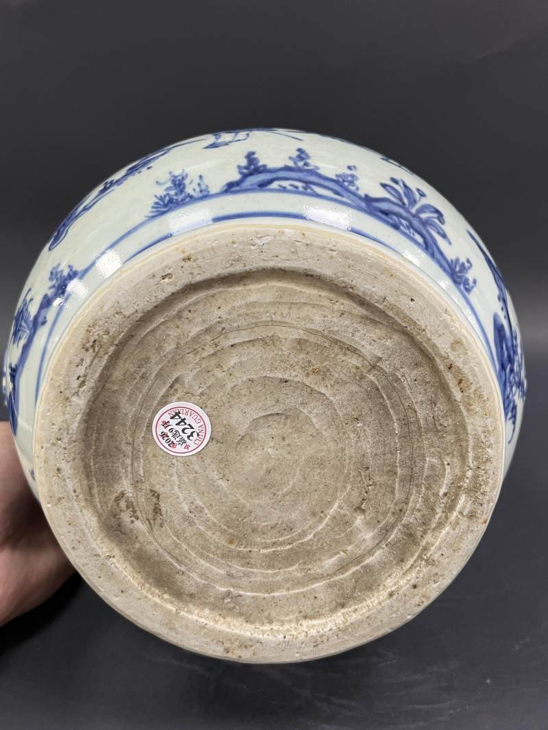 明中期 青花高士图蝠耳大炉 - 图8