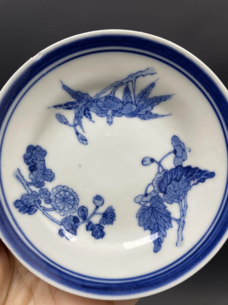 清晚期 青花折枝花卉纹碗盘八只 - 图13