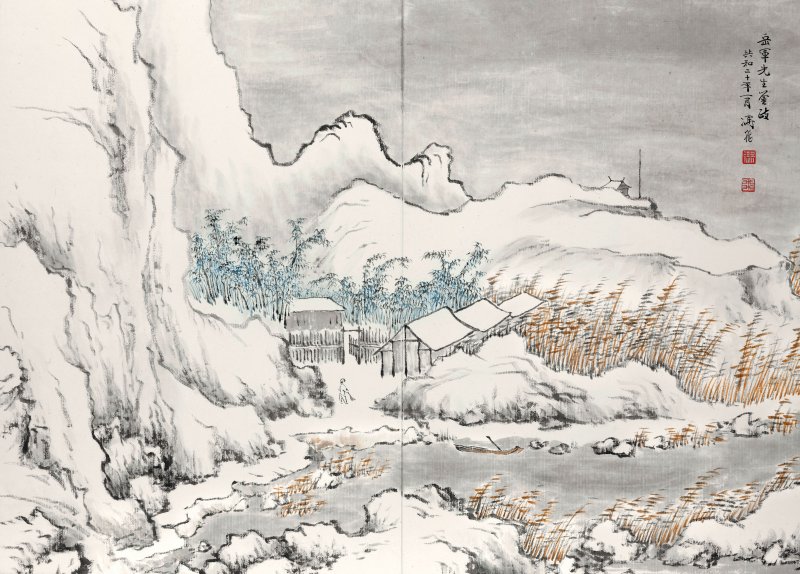 唐肯、馮飛 倣古山水　設色紙本　冊頁十八開　一九二八年、一九三一年作 | TANG KEN (1876-1950); FENG FEI (?-1968) - 图40