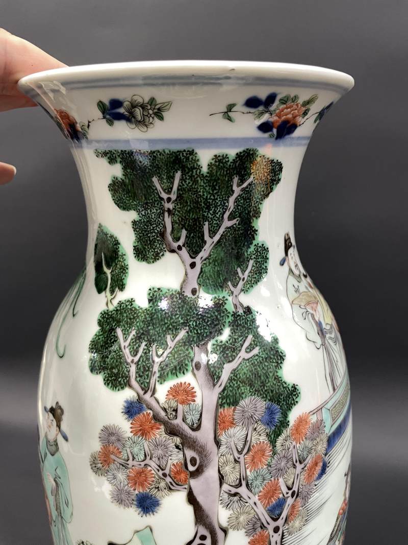 清晚期 青花五彩御临金山寺人物故事诗文尊 - 图14