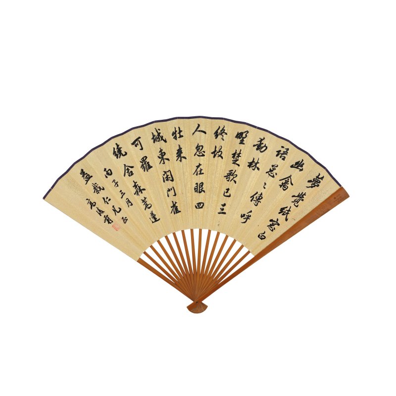 劉奎齡　雀鳴枝頭　設色紙本　成扇　一九三五年作 | LIU KUILING (1885-1967); GAO LINGWEI（1874–1956） - 图6