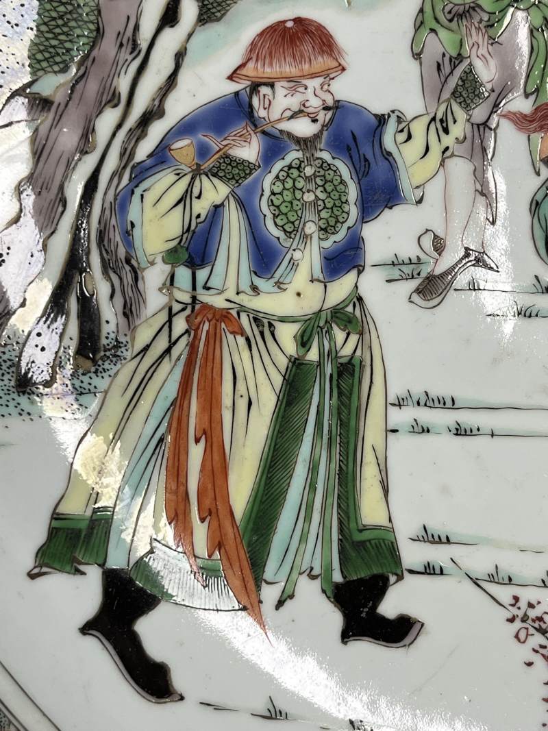 清早期 五彩人物故事图大盘 - 图6