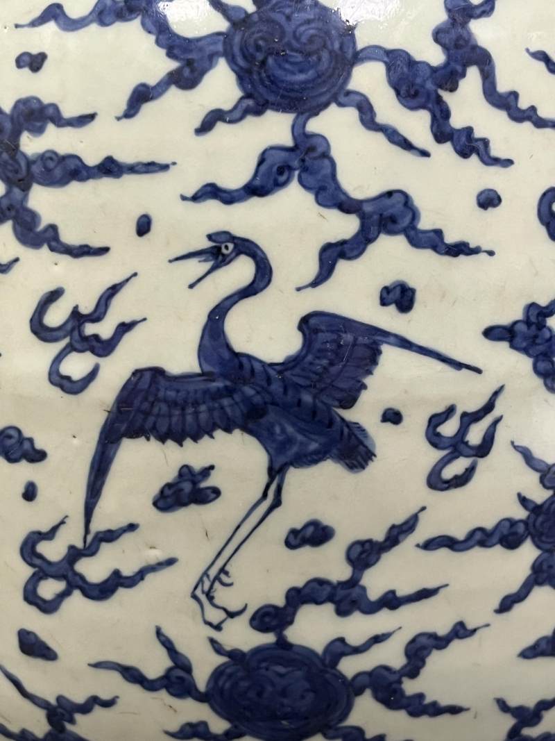 明晚期 青花云鹤纹大罐 - 图12
