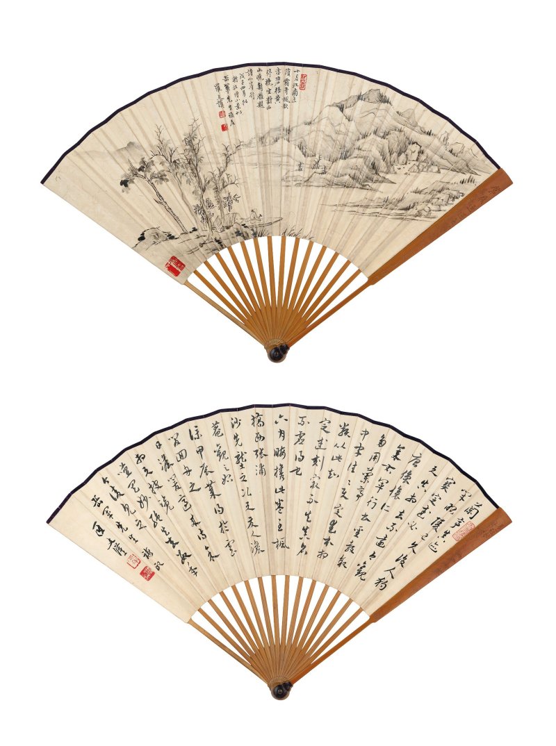 羅文謨　書畫合璧扇　水墨紙本　成扇　一九四八年作 | LUO WENMO (1902-1951)
