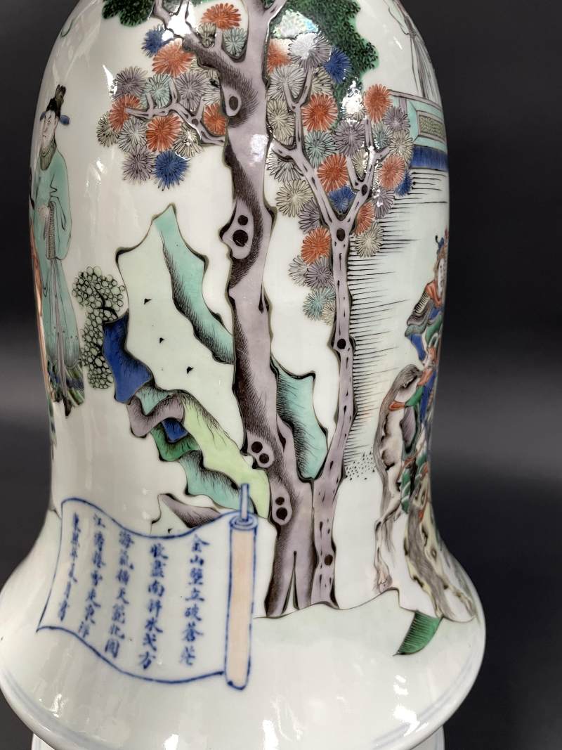 清晚期 青花五彩御临金山寺人物故事诗文尊 - 图15