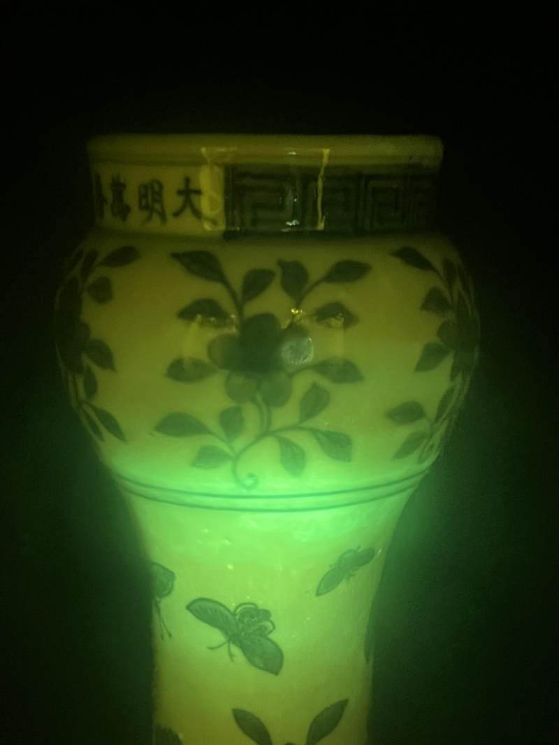 明万历 青花荷塘鸳鸯图蒜头瓶 - 图21