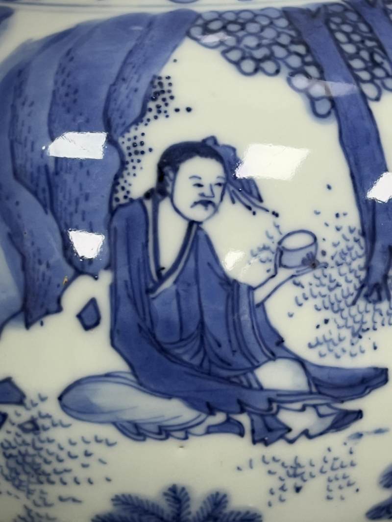 明崇祯 青花对酒当歌、高士饮享图葫芦瓶 - 图16