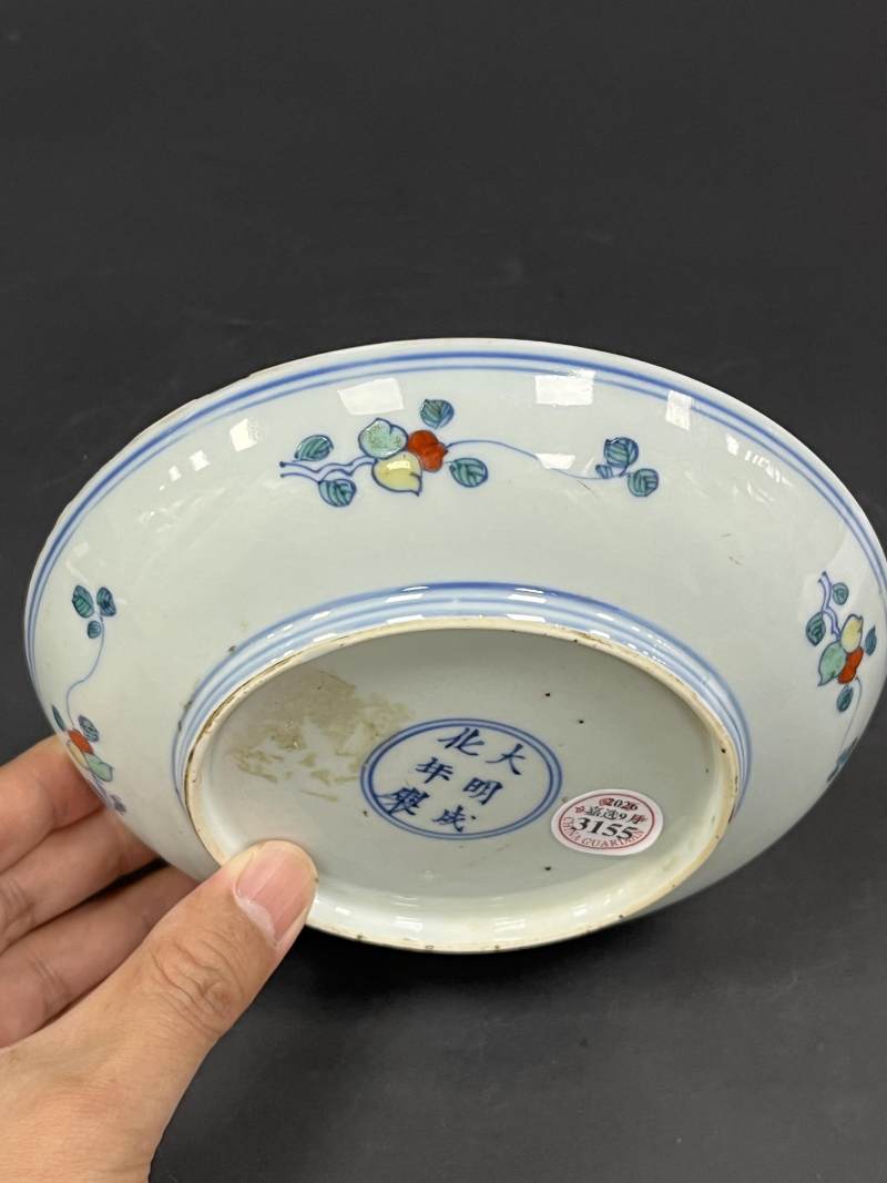 清康熙 斗彩生姜花纹盘 - 图3