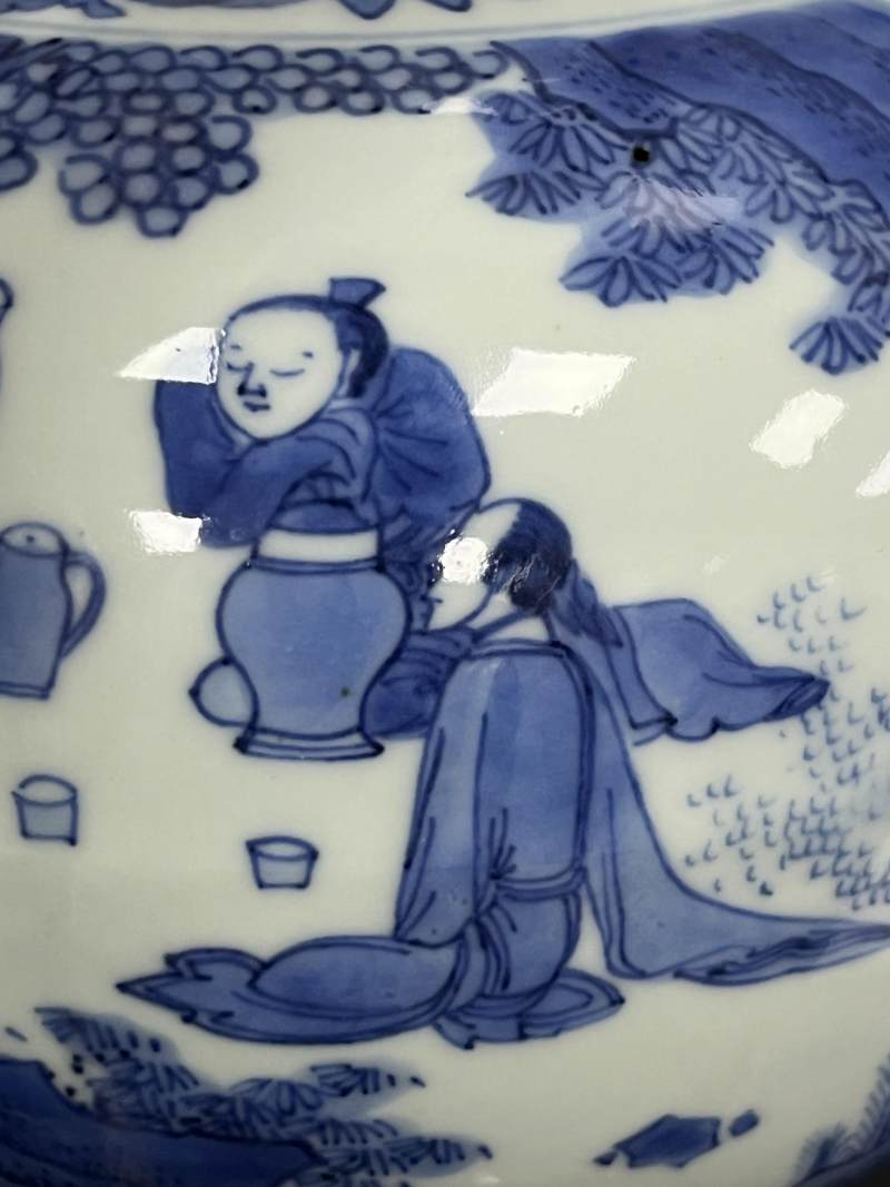 明崇祯 青花对酒当歌、高士饮享图葫芦瓶 - 图17
