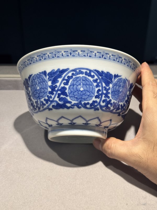 清道光 青花缠枝牡丹纹宫碗一对 - 图47