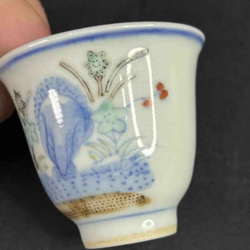 清光绪 斗彩洞石花卉纹杯一对 - 图25