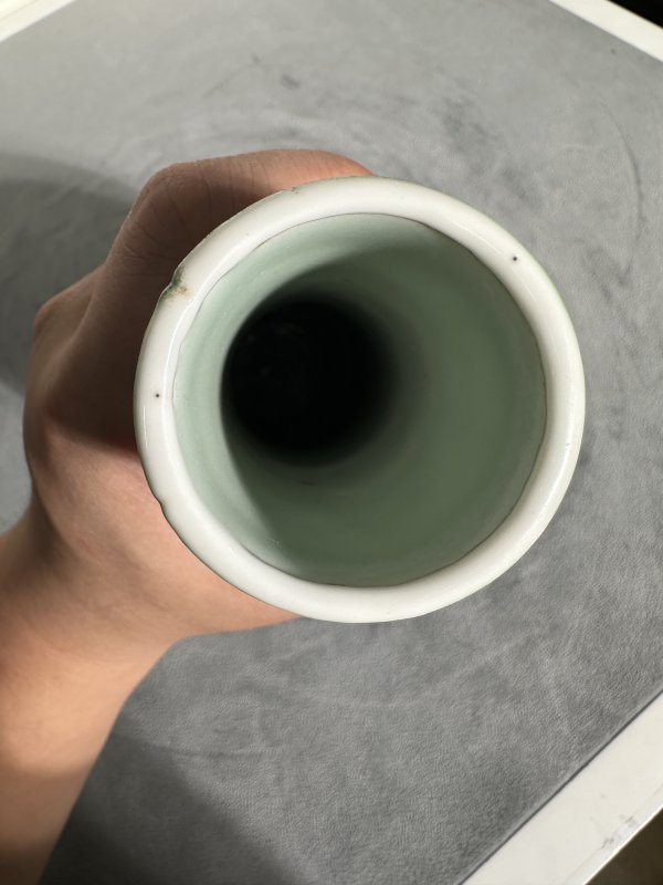 清中期 豆青粉彩花鸟摇铃尊 - 图7