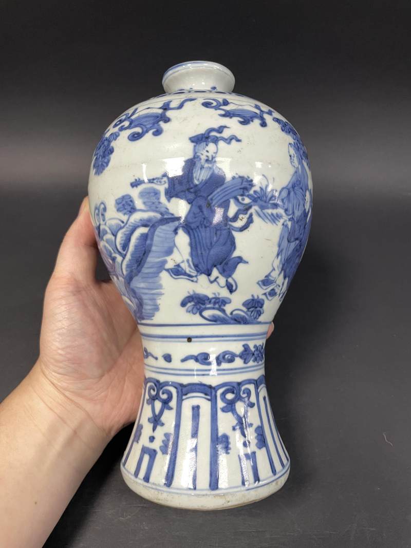 明晚期 青花神仙人物纹梅瓶 - 图7
