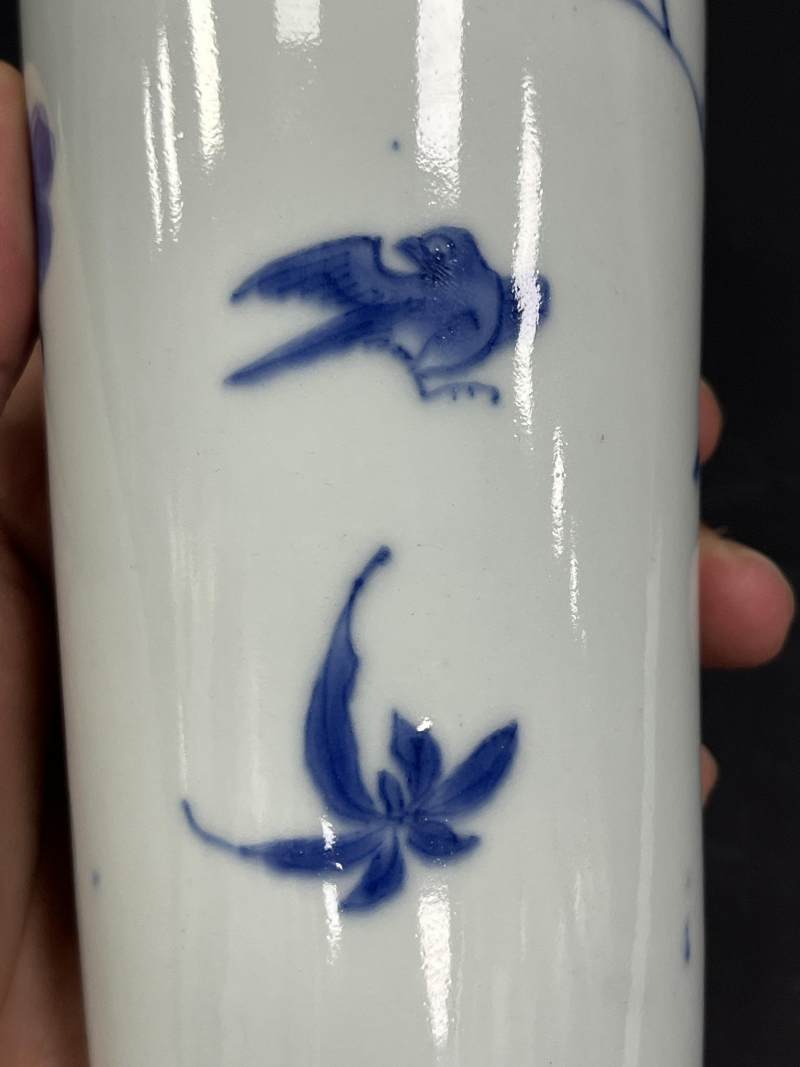明崇祯 青花花鸟纹小筒瓶 - 图10