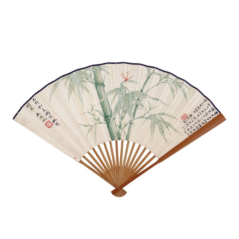 吳湖帆　翠竹蜻蛉紅　設色紙本　成扇　一九三九年作 | WU HUFAN (1894-1968); ZHAO SHURU (1874-1945) - 图5