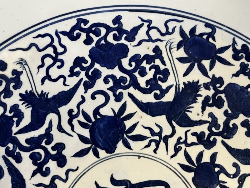 明嘉靖 青花贺寿图大盘 - 图6