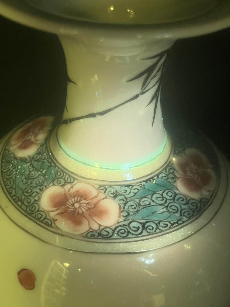 清康熙 五彩花鸟纹莱菔瓶 - 图12