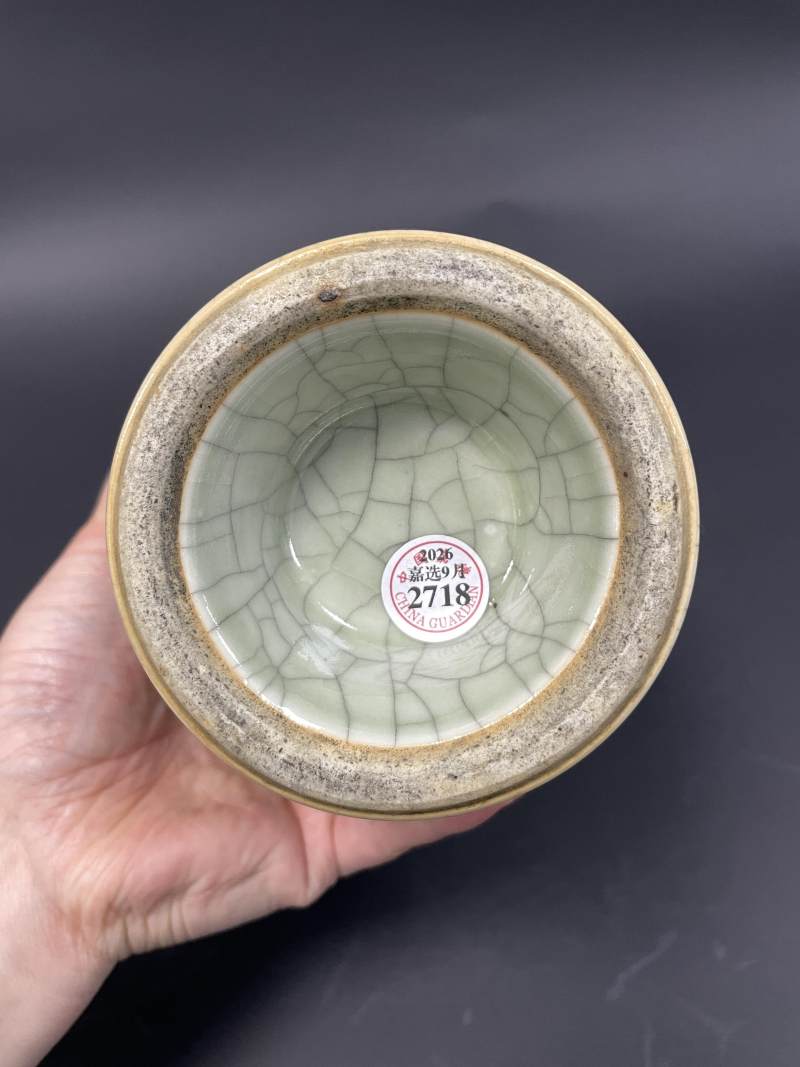 清乾隆 仿哥釉瓶 - 图8