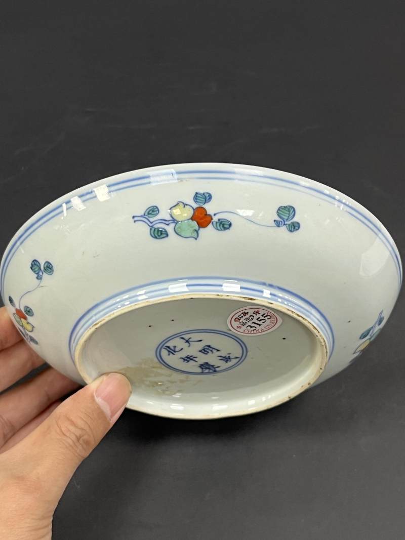 清康熙 斗彩生姜花纹盘 - 图4