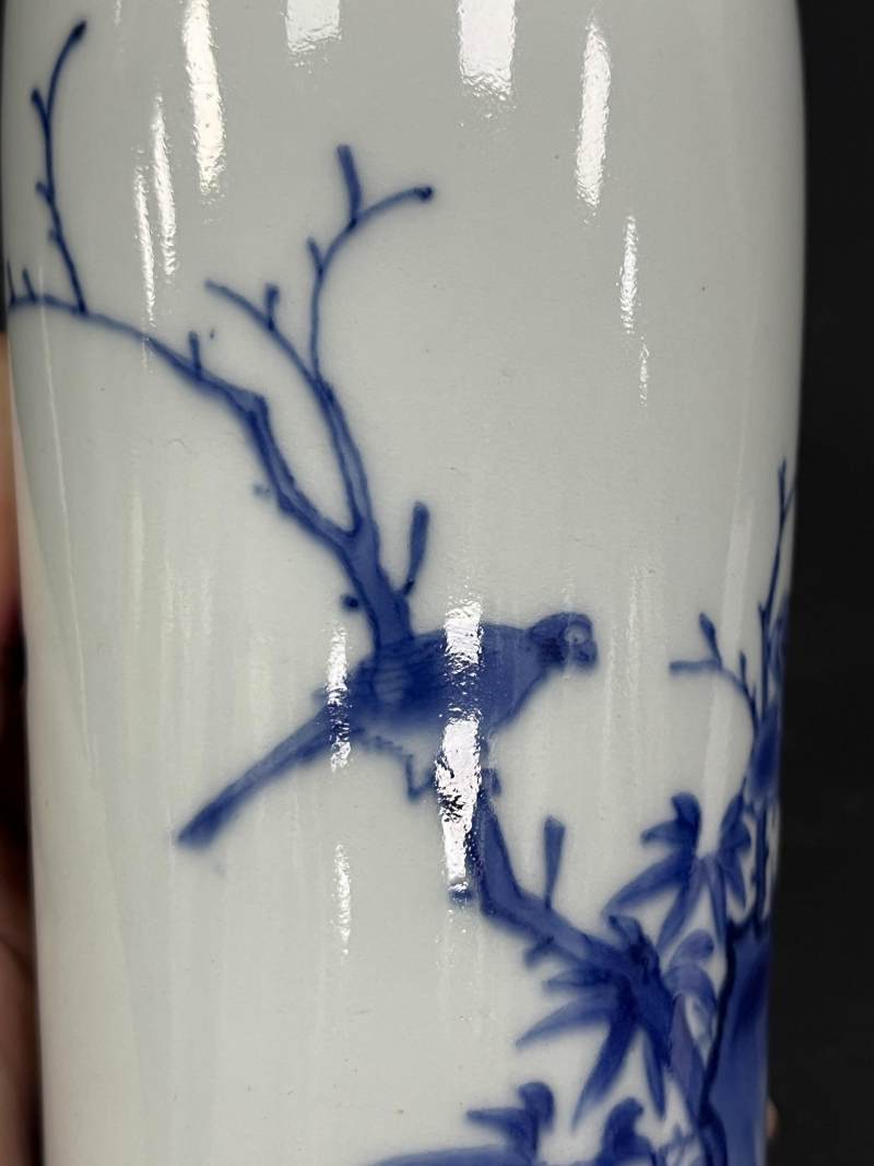 明崇祯 青花花鸟纹小筒瓶 - 图11