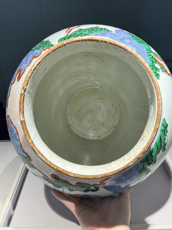 清康熙 青花五彩八仙闹海图大盖罐 - 图40