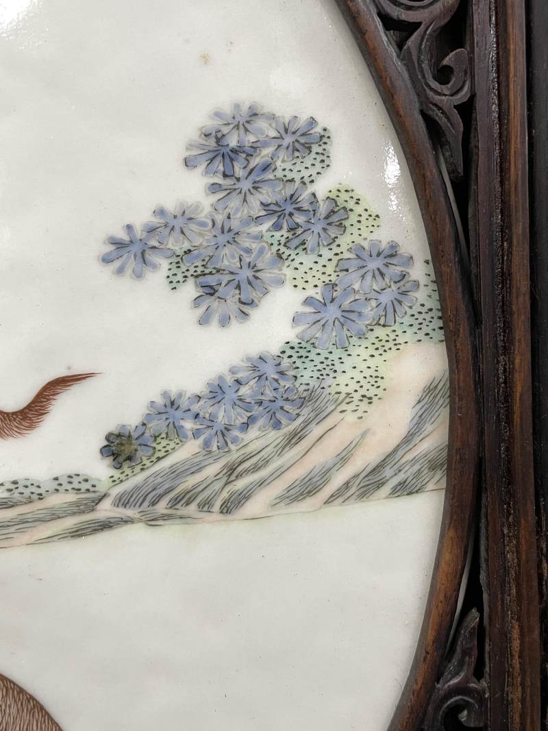 清晚期 粉彩福禄图瓷板挂屏 - 图8