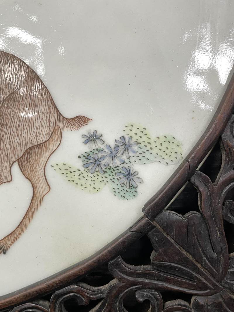 清晚期 粉彩福禄图瓷板挂屏 - 图9