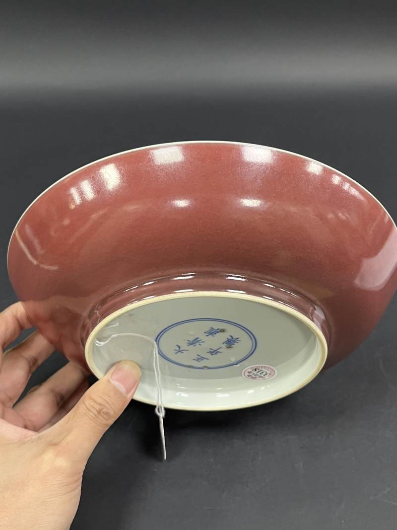清雍正 红釉盘 - 图4