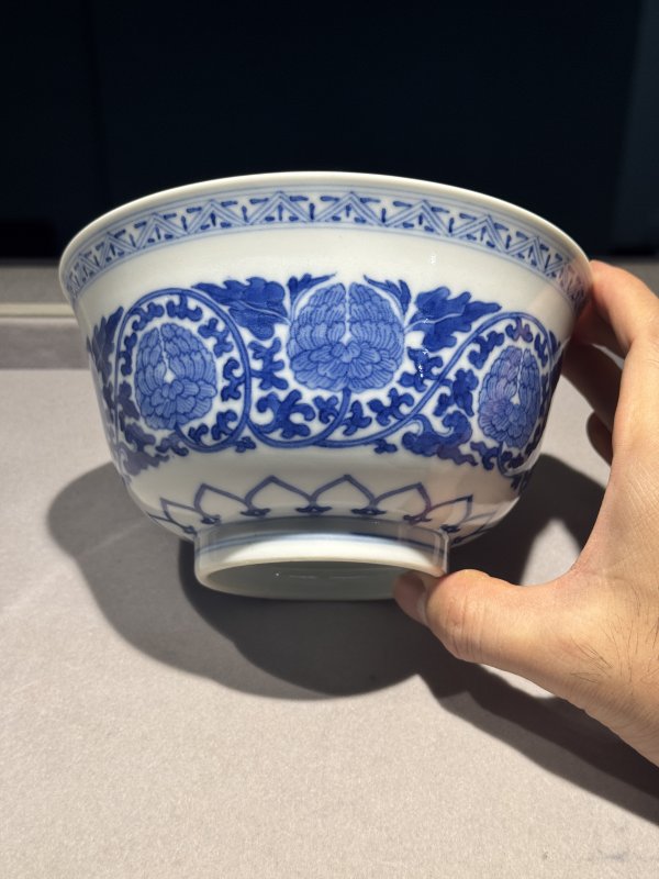 清道光 青花缠枝牡丹纹宫碗一对 - 图48