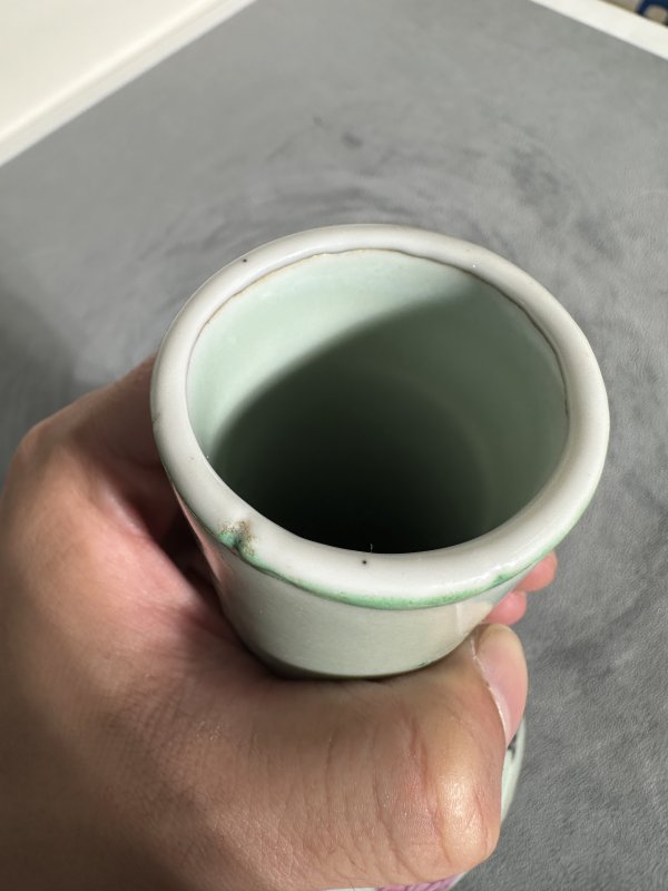 清中期 豆青粉彩花鸟摇铃尊 - 图8
