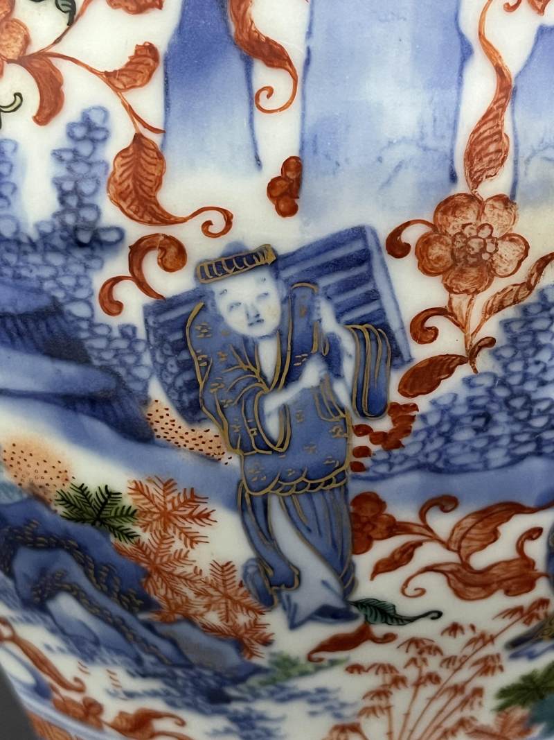 明天启 青花加彩人物纹八方罐 - 图10