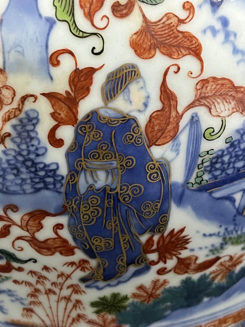 明天启 青花加彩人物纹八方罐 - 图11