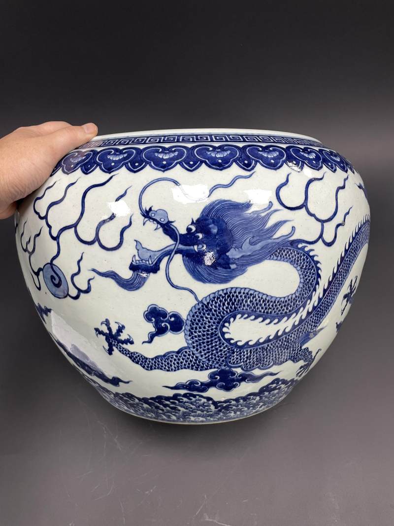 清晚期 青花云龙纹缸 - 图2