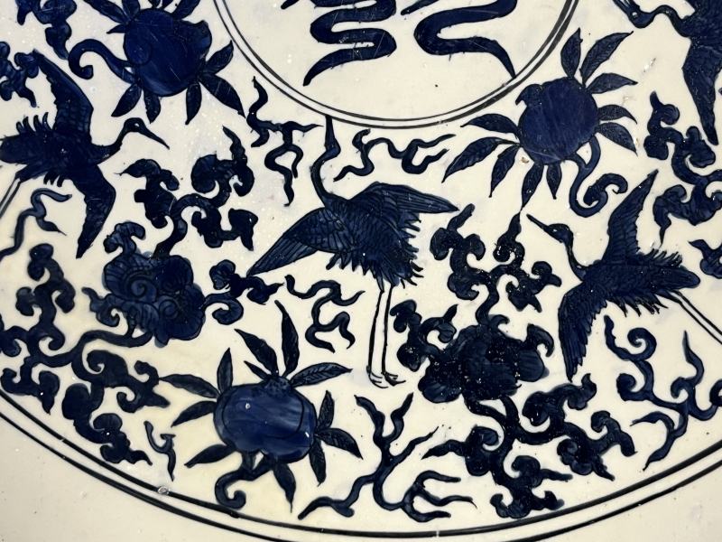 明嘉靖 青花贺寿图大盘 - 图7