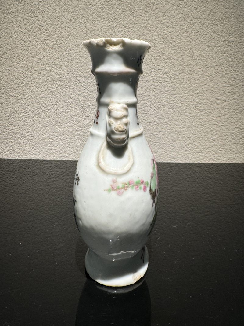 清光绪 粉彩兽头竹节瓶 - 图2
