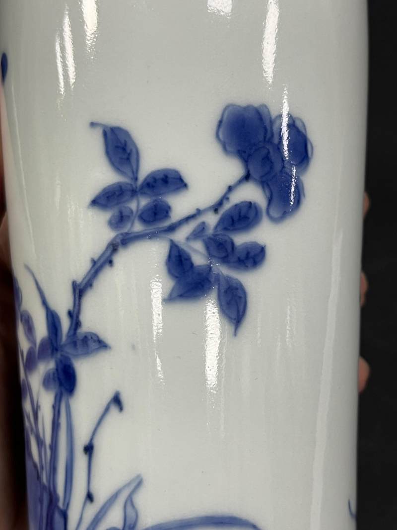 明崇祯 青花花鸟纹小筒瓶 - 图13
