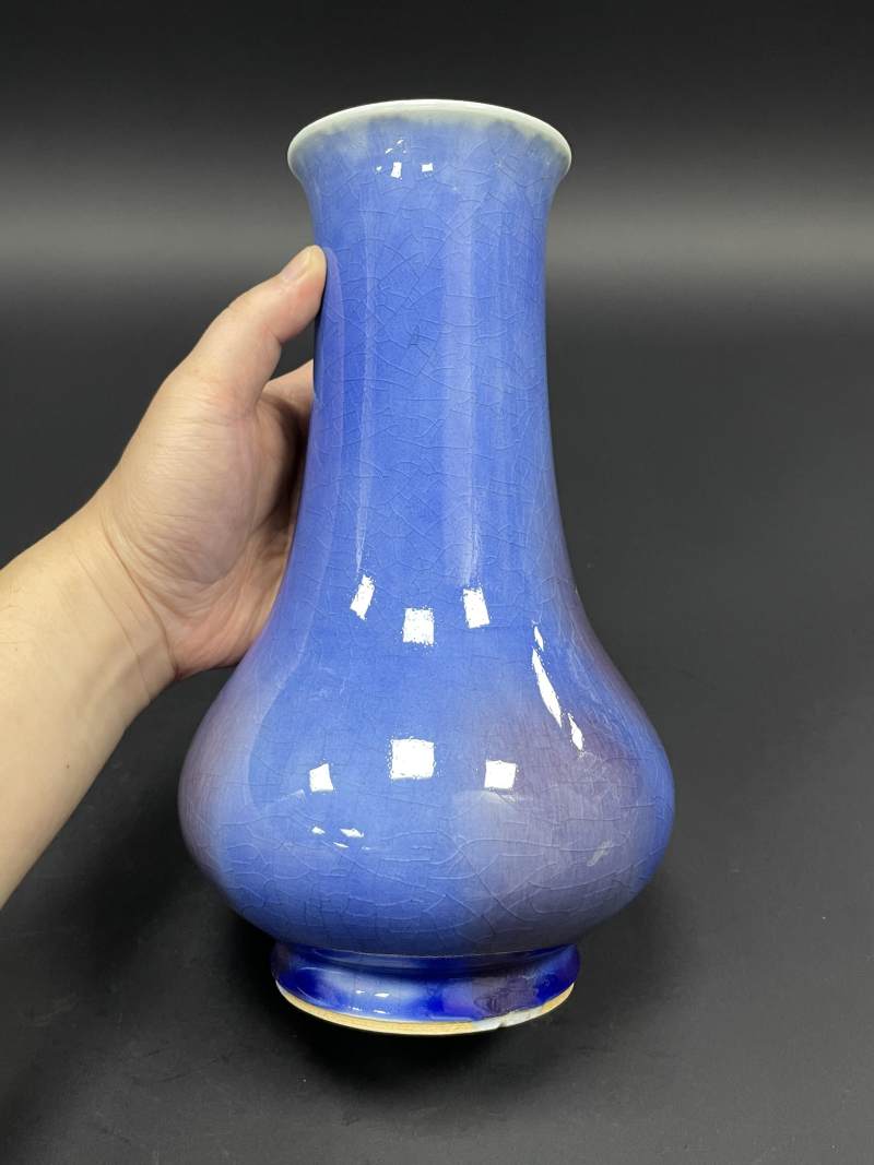 清中期 蓝釉红斑琵琶尊 - 图2