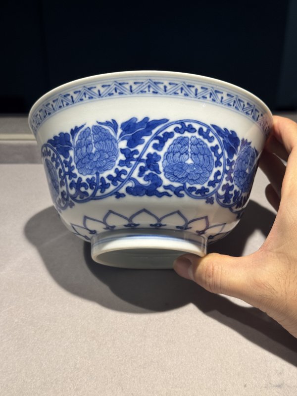 清道光 青花缠枝牡丹纹宫碗一对 - 图49