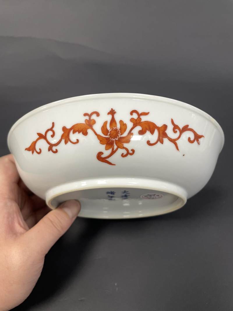 清光绪 矾红云龙纹盘一对 - 图13