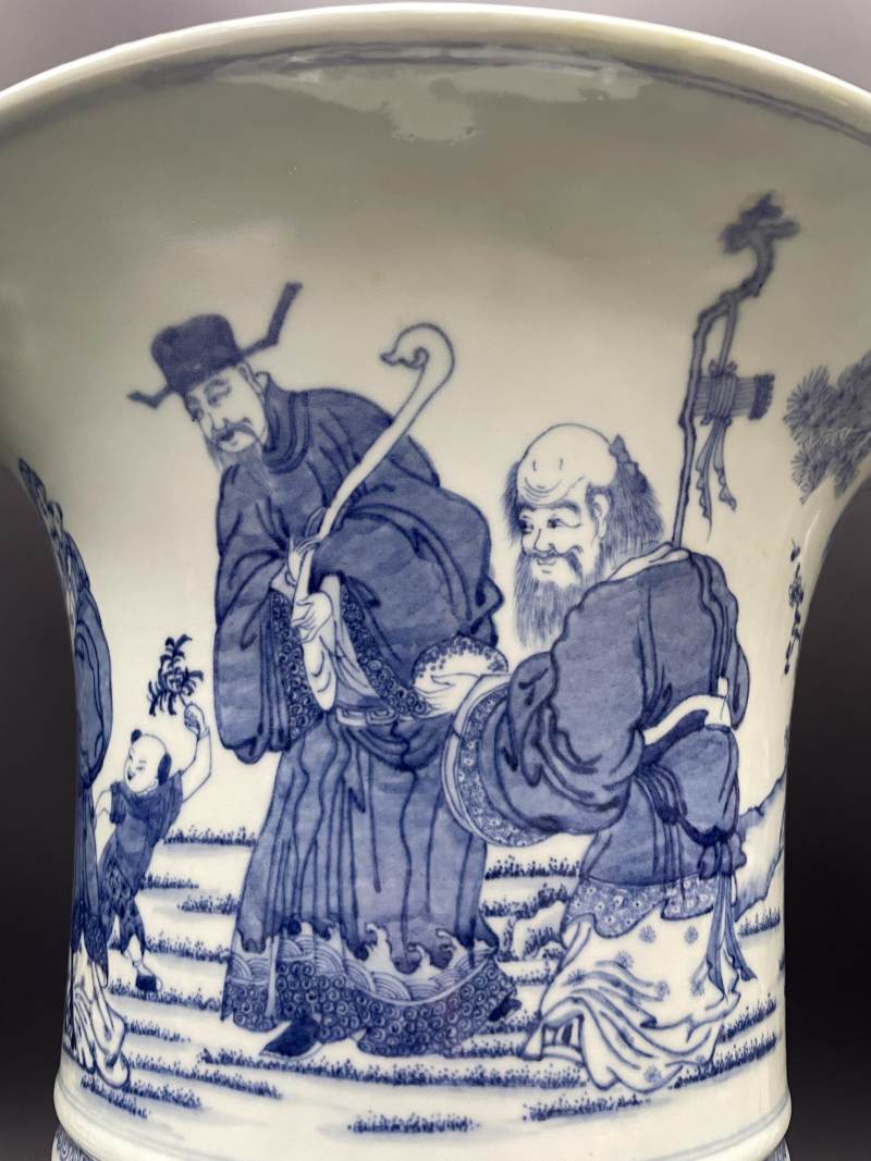 清雍正 青花三星八仙纹大花觚 - 图9