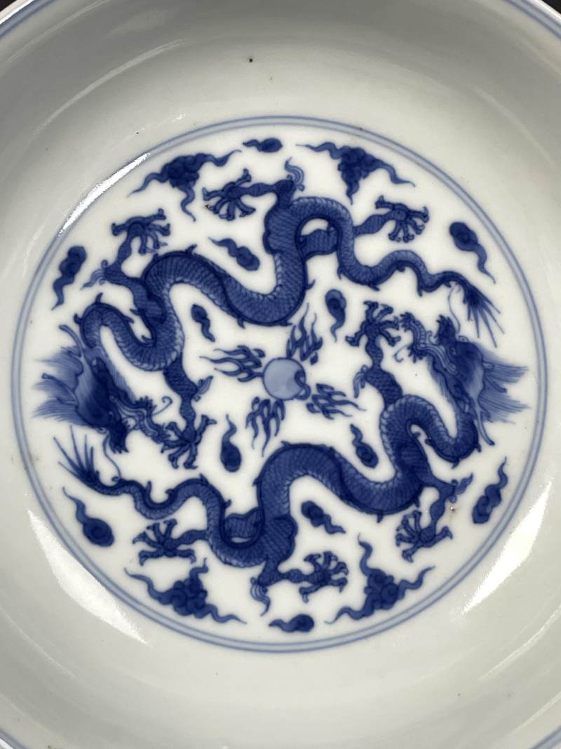 清雍正 青花云龙纹盘 - 图3