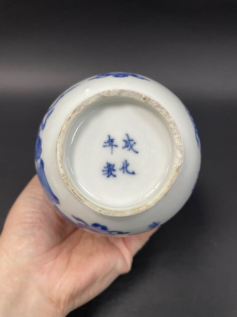 清康熙 青花瓶花博古诗文瓶 - 图8
