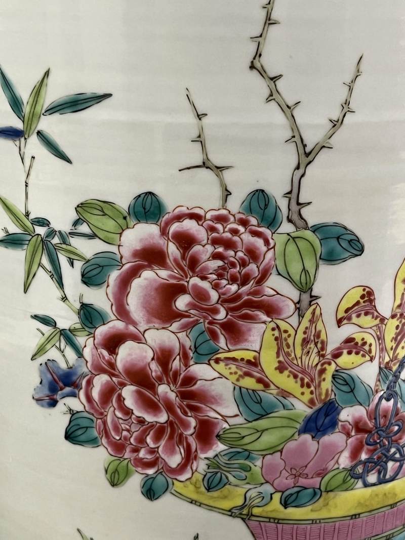 清雍正 粉彩篮花图棒槌瓶 - 图14