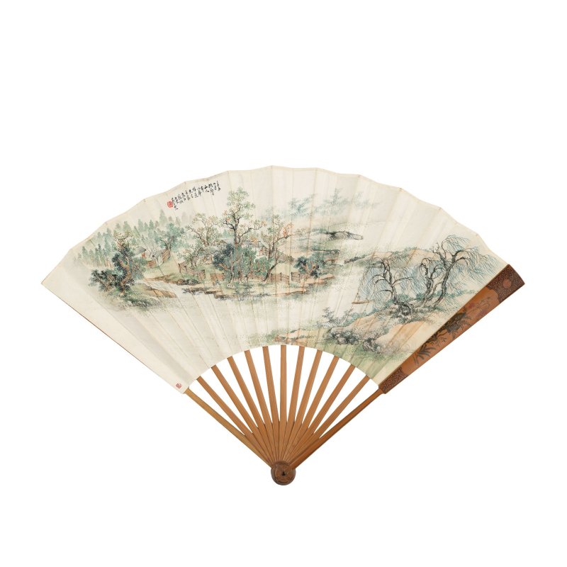 吳青霞　春山柳艇　設色紙本　成扇　一九三一年作 | WU QINGXIA (1910-2008); YUAN FANG (1909-1974) - 图2