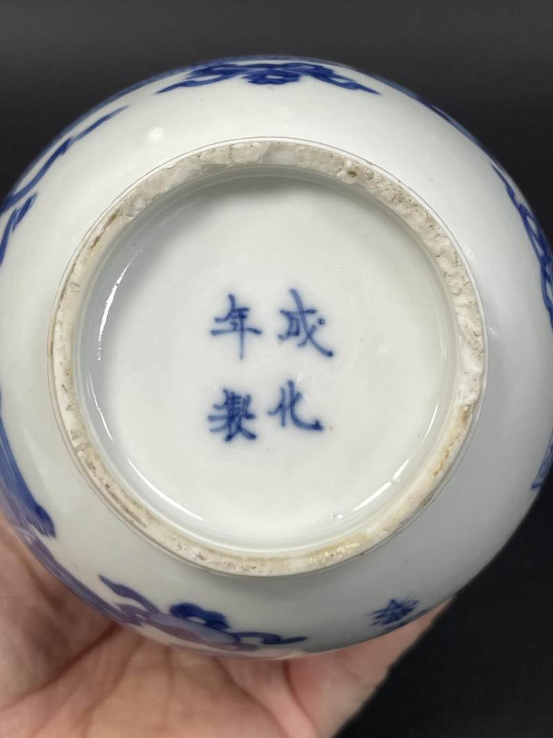 清康熙 青花瓶花博古诗文瓶 - 图9
